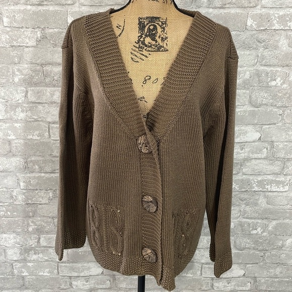 Maddi Brown Button Cardigan - Picture 1 of 5